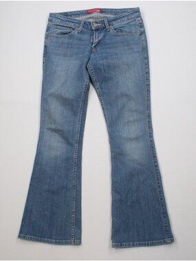 Vintage Y2K Levis 524 Womens 7 Babydoll Too Superlow Flared Wide Leg Jeans Blue
